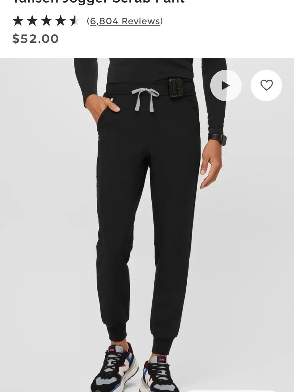 Figs Black Jogger Pants with Gray Drawstring